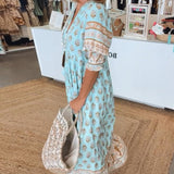 MANA | CHIC FLORAL MIDI DRESS WITH V-NECK
