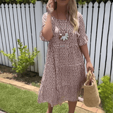 ZORA | SAND MIDI DRESS WITH SHORT SLEEVES