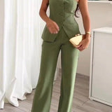 BRIA - Two-Piece Sleeveless Buttoned Ensemble