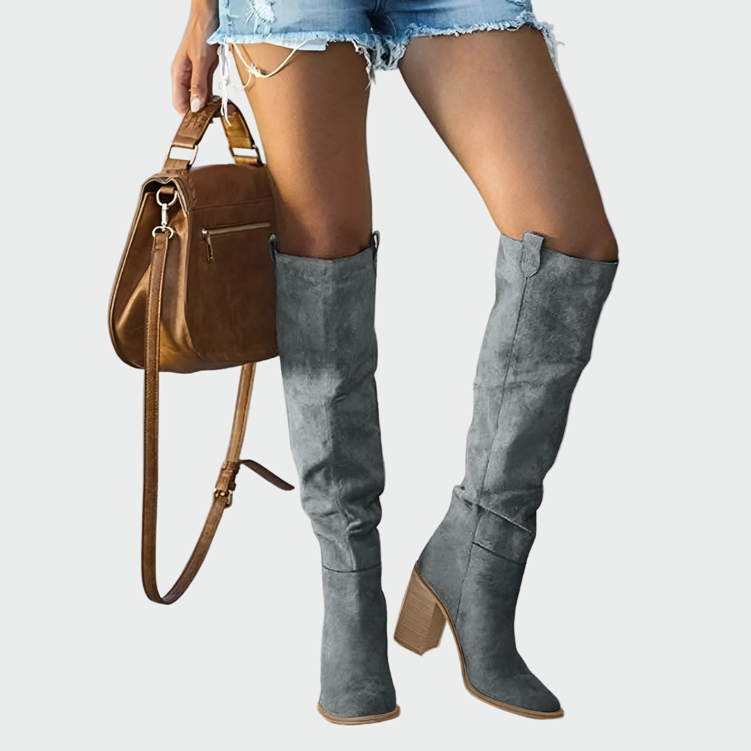 Knee-high leather orthopaedic boots