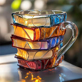 3D handgefertigte Tasse mit Bücherstapel für Bücherliebhaber