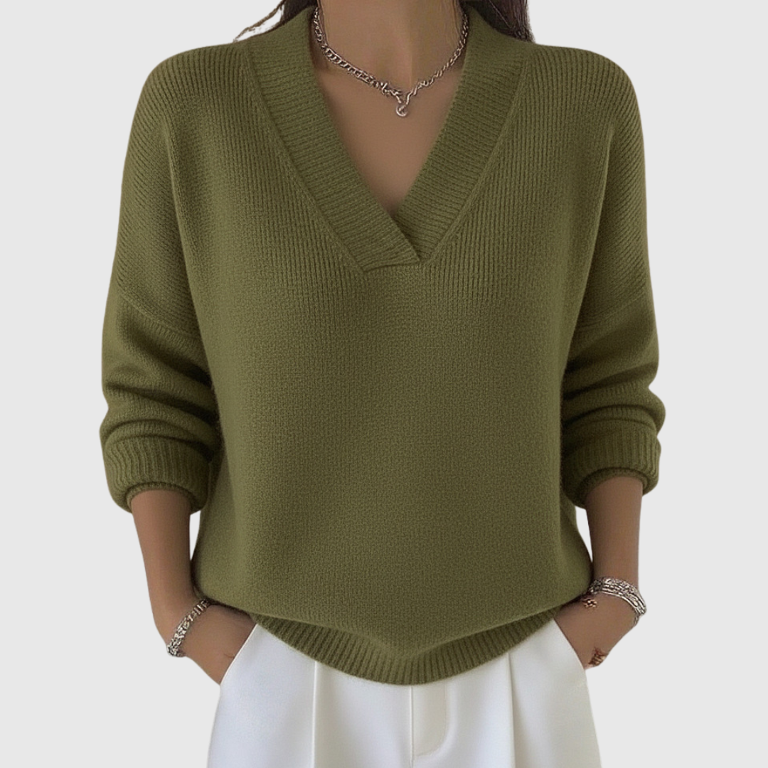 Faye | Soft V-Neck Jumper in Relaxed Fit