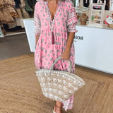MANA | CHIC FLORAL MIDI DRESS WITH V-NECK