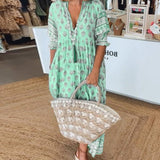 MANA | CHIC FLORAL MIDI DRESS WITH V-NECK