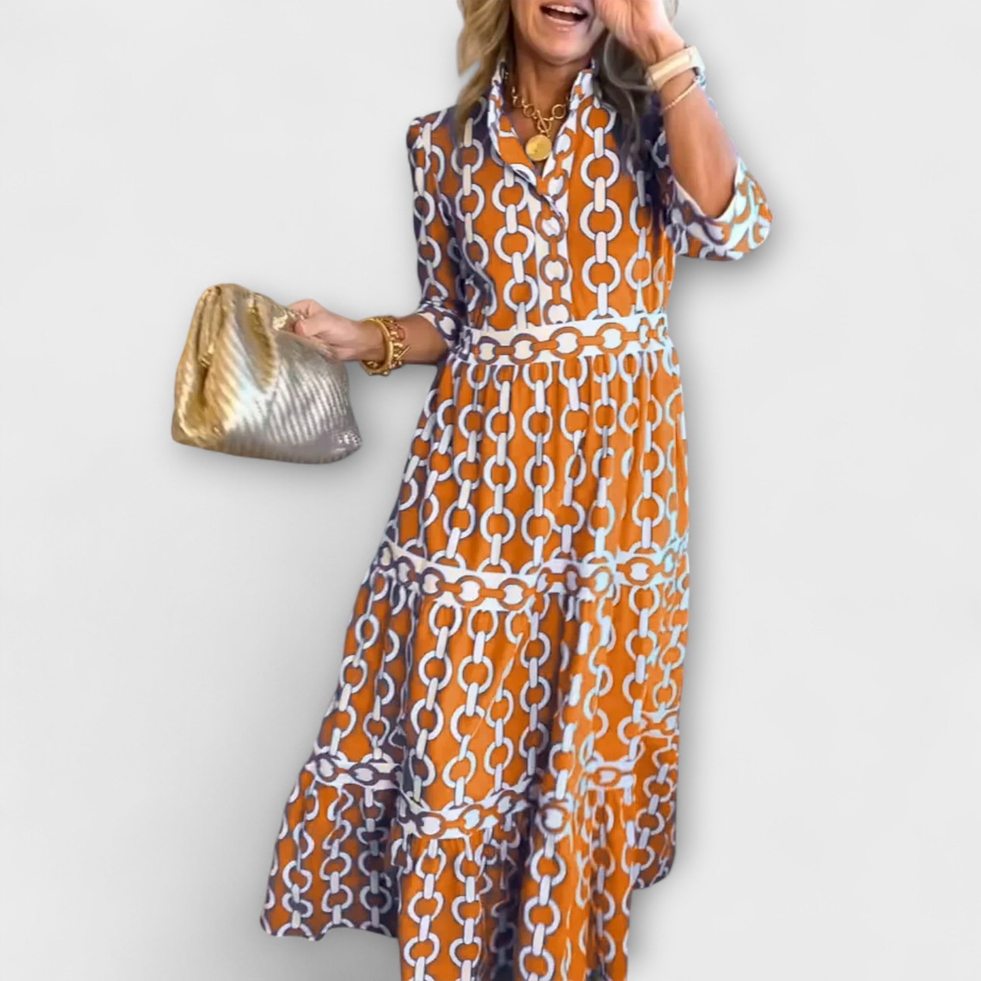 JULIANA | MIDI DRESS WITH CHAIN PATTERN