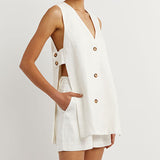 Fiona - Sleeveless Buttoned Set