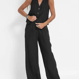 Aira - Buttoned Waistcoat & Wide Leg Trousers