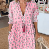 MANA | CHIC FLORAL MIDI DRESS WITH V-NECK