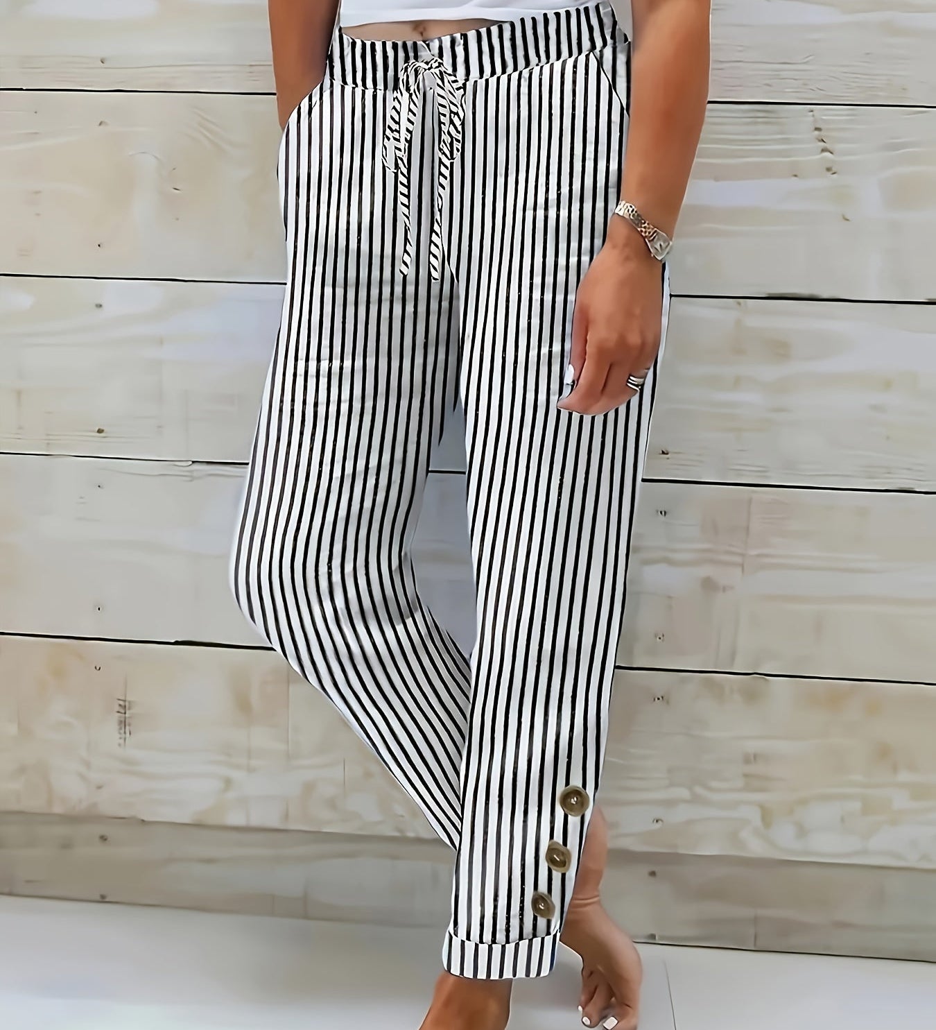 Raquelle - Casual Striped Trousers