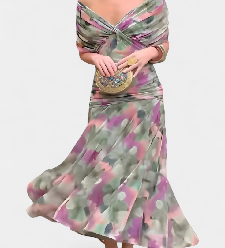 Alondra | Long Floral Dress with V-Neck
