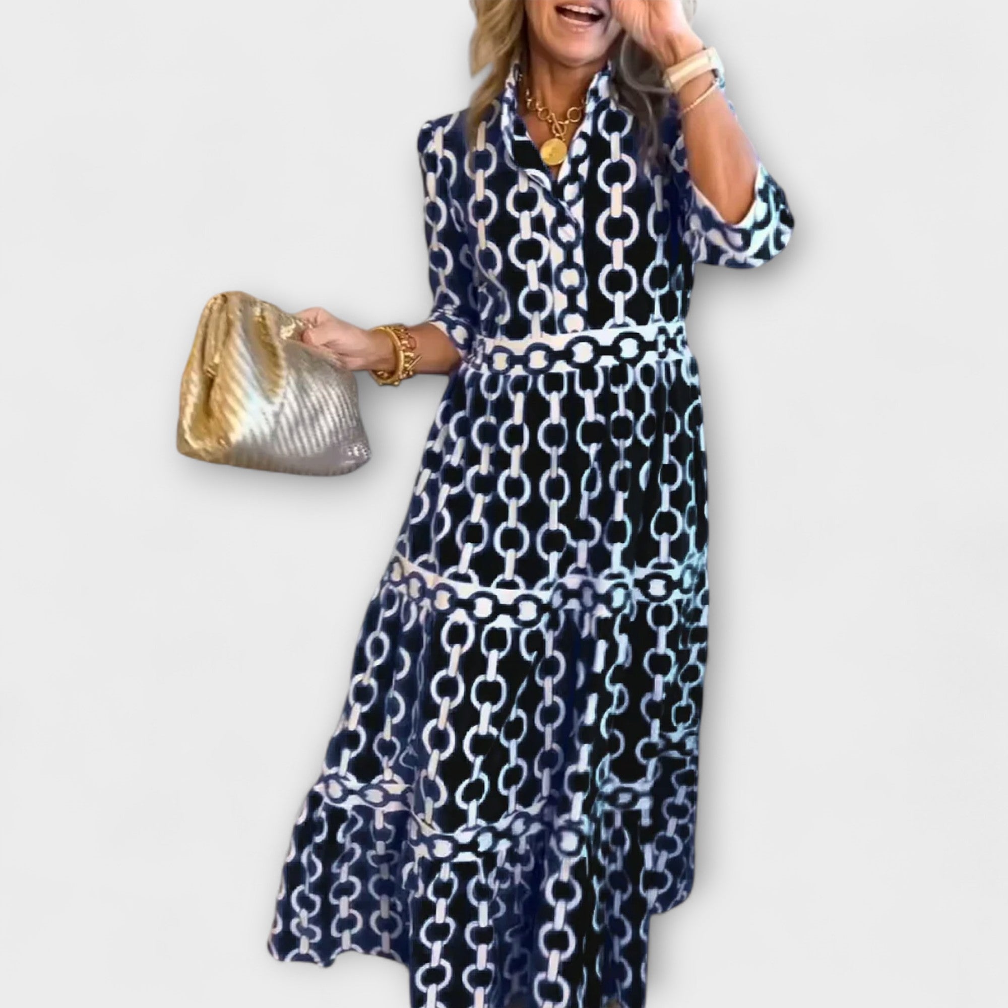 JULIANA | MIDI DRESS WITH CHAIN PATTERN