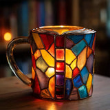 Künstlerische 3D-Tasse mit Buntglas-Motiv