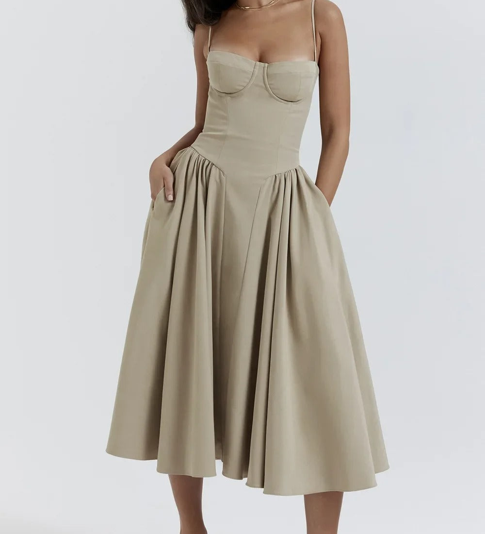 Sigrid | Sleeveless Bustier Midi Dress