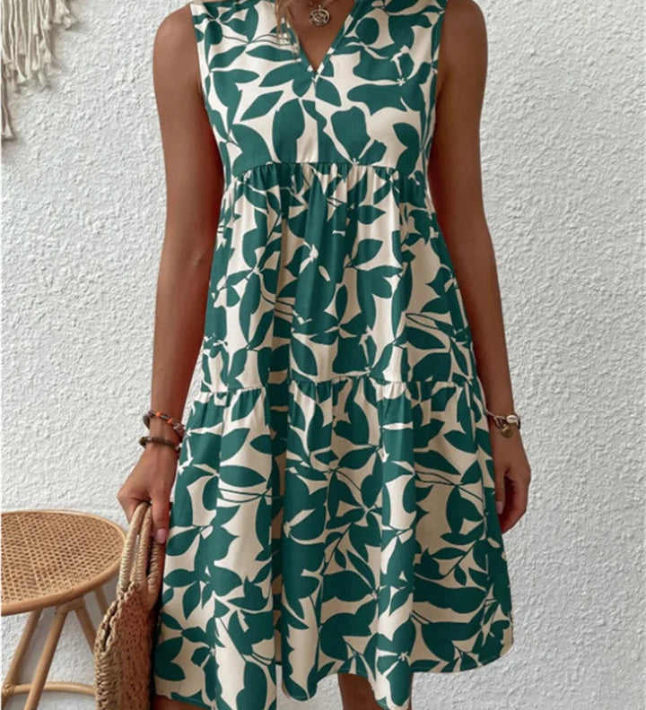 TASHA | MIDI FLUID DRESS WITH A FLARED CUT