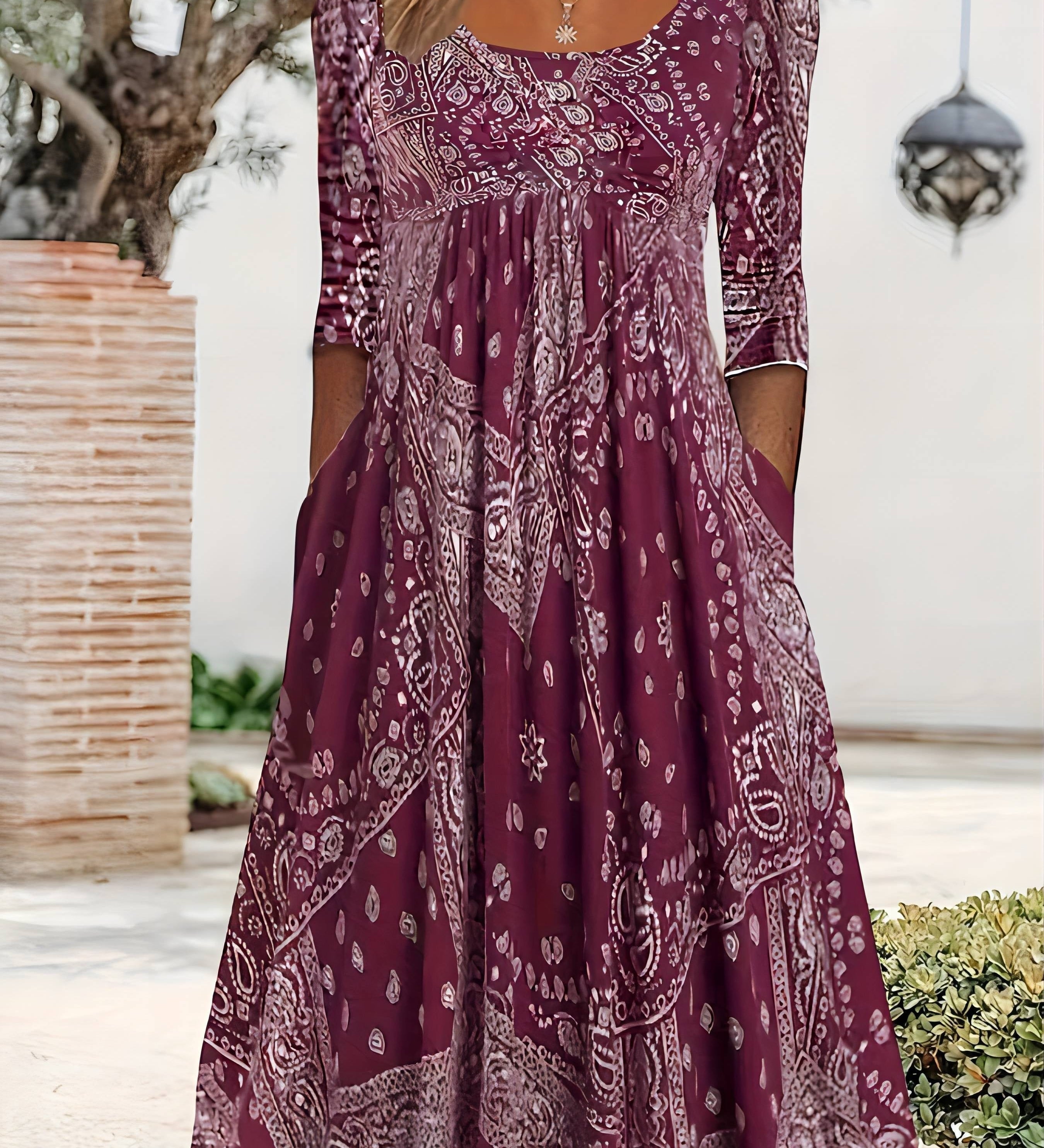 ELOWEN | CASUAL MIDI DRESS WITH LONG SLEEVES