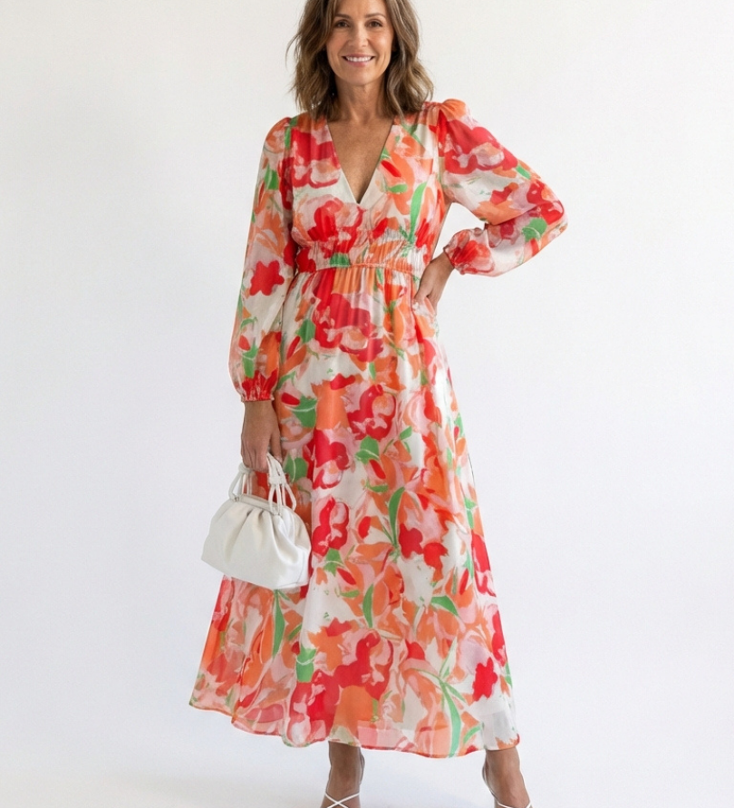 Camille | Maxi Floral Dress with Long Sleeves