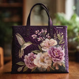 Handgefertigte Stepp-Tasche - Kolibris und Orchideen