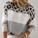 Diane | Knitted Jumper with Leopard Accent