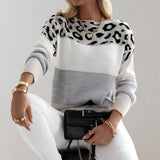 Diane | Knitted Jumper with Leopard Accent