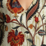 Elise | Floral Midi Dress with Long V Sleeves