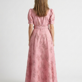 Amélie | Maxi dress with short sleeves and floral belt