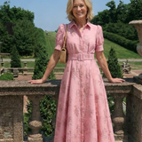 Amélie | Maxi dress with short sleeves and floral belt