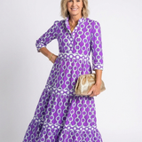 Pauline | Midi dress with three-quarter sleeves and chain pattern