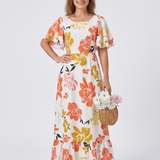 Nathalie | Maxi dress with short sleeves and round neckline