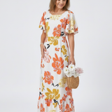 Nathalie | Maxi dress with short sleeves and round neckline