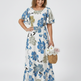 Nathalie | Maxi dress with short sleeves and round neckline