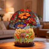 Bunte Pilzlampe mit Blumen