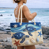 Handgemachte Strandtasche | Ozeanische Flucht der Schildkröte