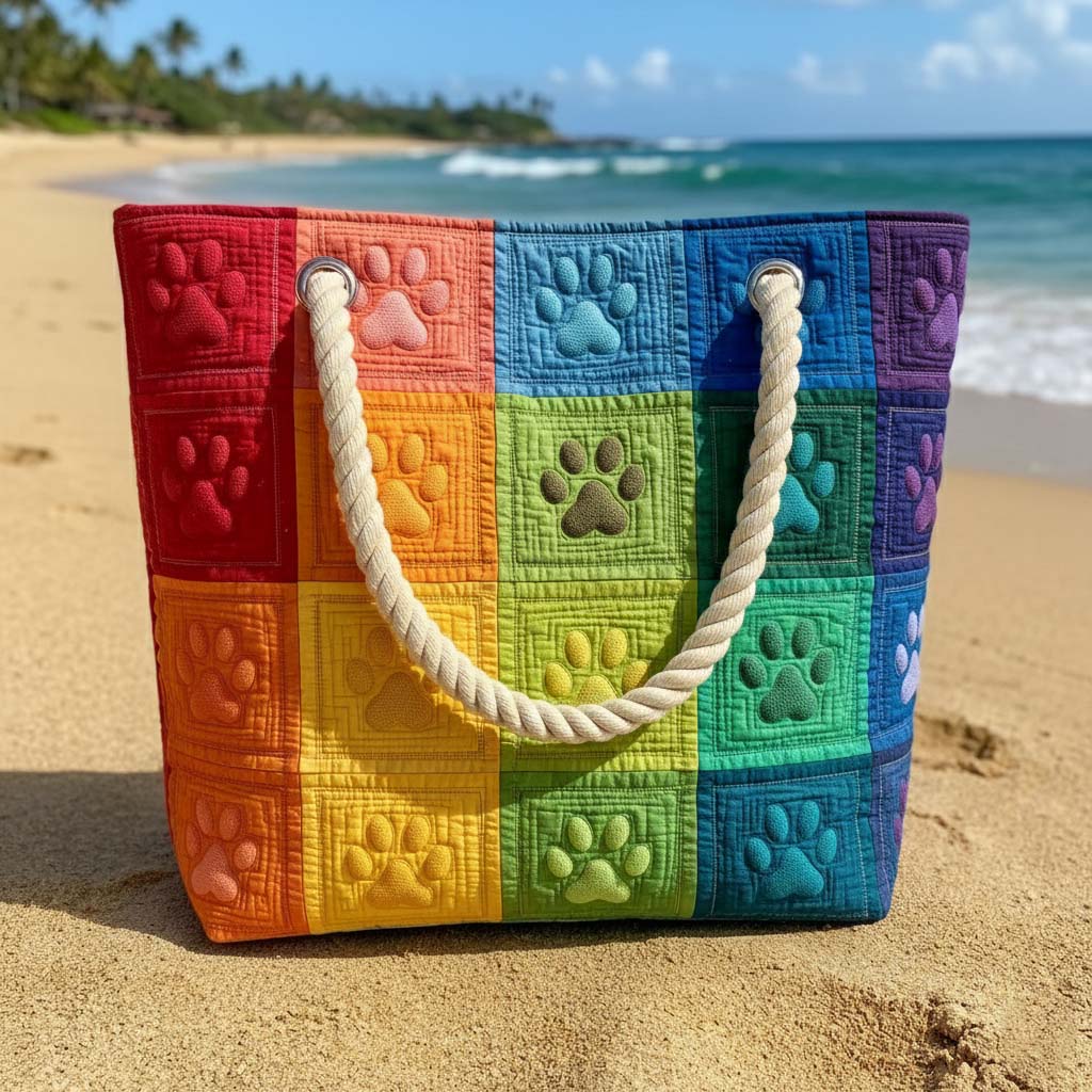 Handgefertigte Strandtasche | Fußabdruck-Patch