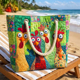 Handgefertigte Strandtasche | Funky Huhn