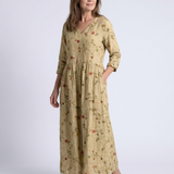 Valérie | Floral maxi dress with V-neck and three-quarter sleeves