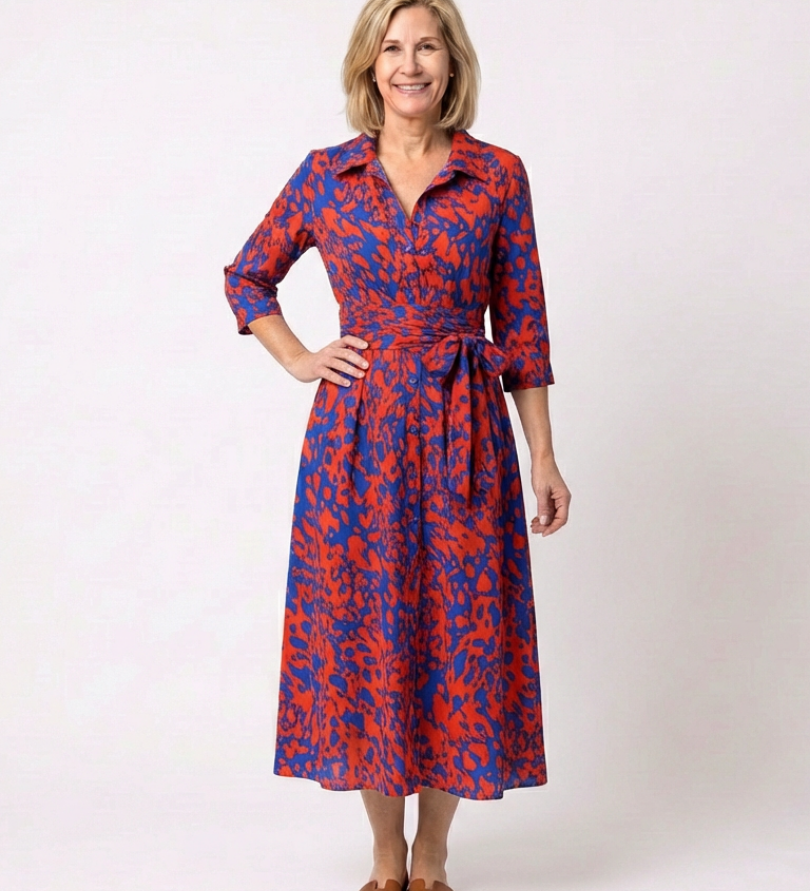 Claire | Midi dress with long sleeves and belt