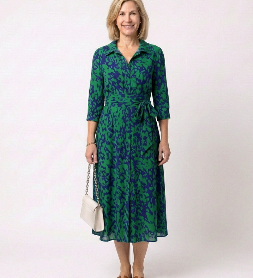 Claire | Midi dress with long sleeves and belt