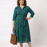 Claire | Midi dress with long sleeves and belt