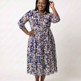 Claire | Midi dress with long sleeves and belt