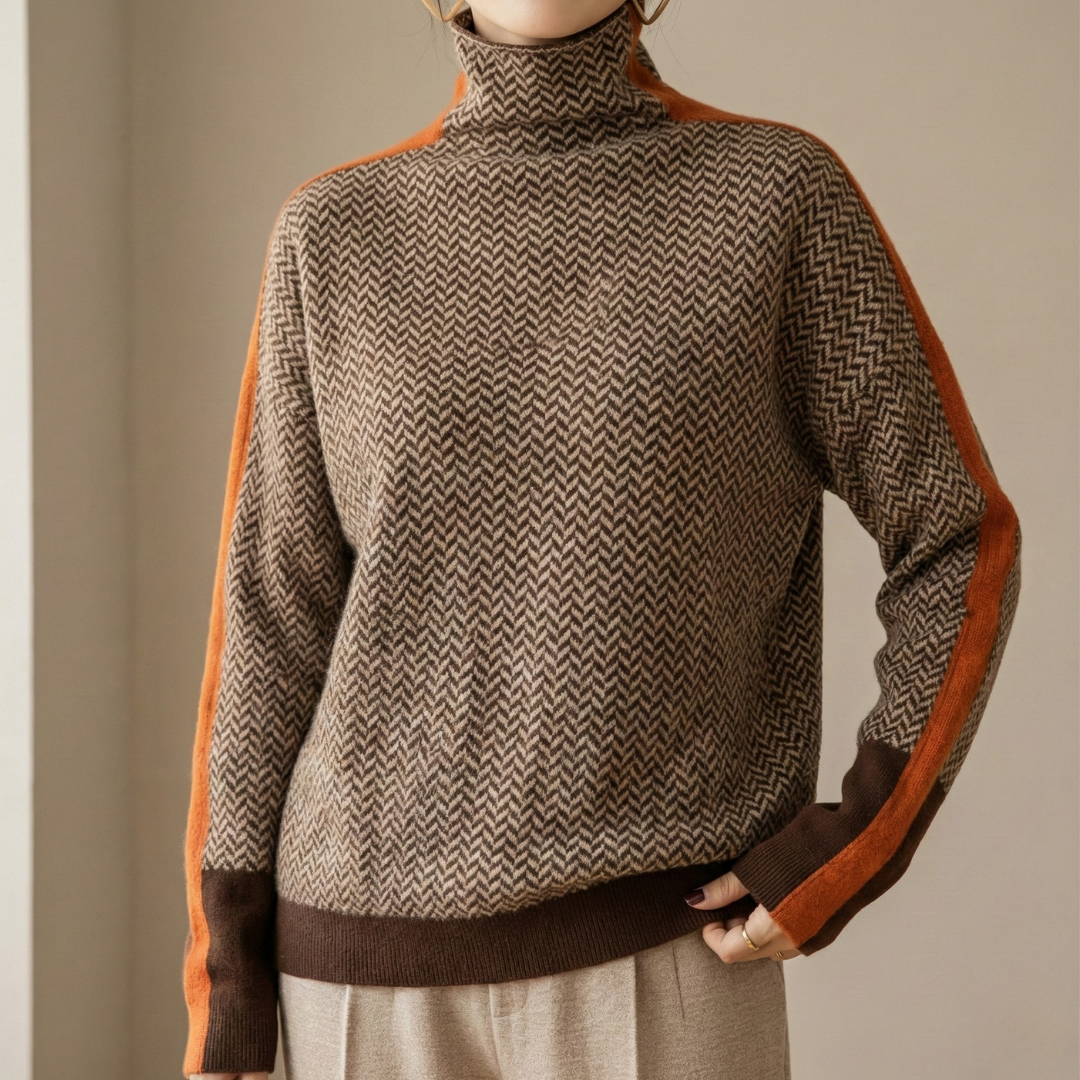 Eleanor | Luxe Herringbone High Neck