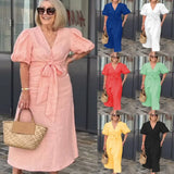 LYNORA | ELEGANT MIDI DRESS WITH V-NECK