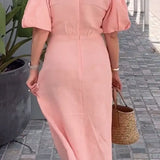 LYNORA | ELEGANT MIDI DRESS WITH V-NECK