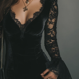 Mélanie | Mini Dress in Velvet & Lace Luna