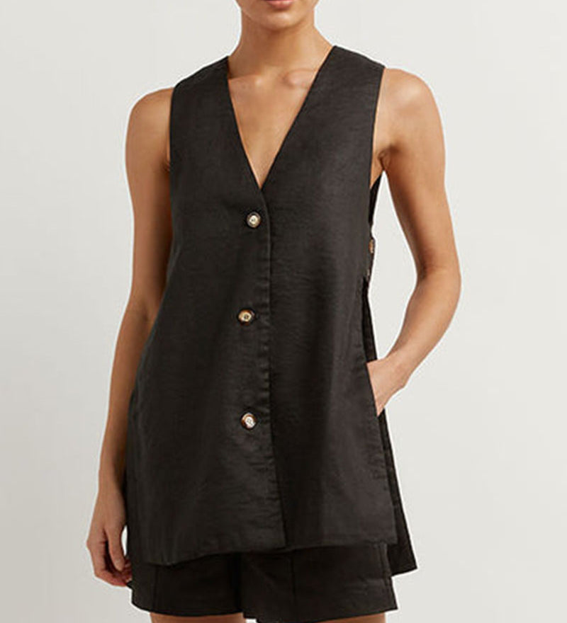 Fiona - Sleeveless Buttoned Set