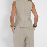 Aira - Buttoned Waistcoat & Wide Leg Trousers