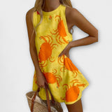 Sofia - Short Dress with Crab Print
