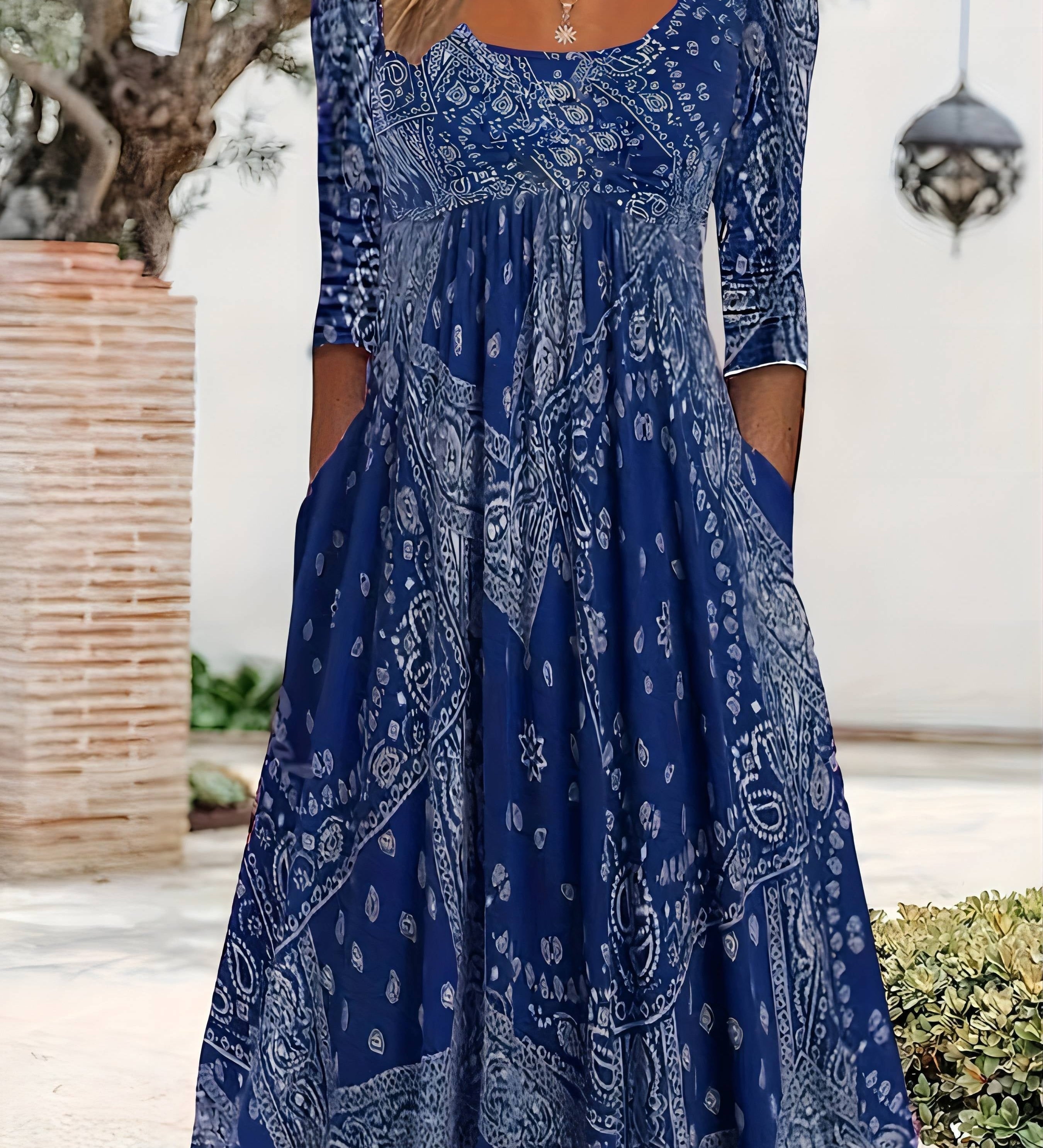 ELOWEN | CASUAL MIDI DRESS WITH LONG SLEEVES