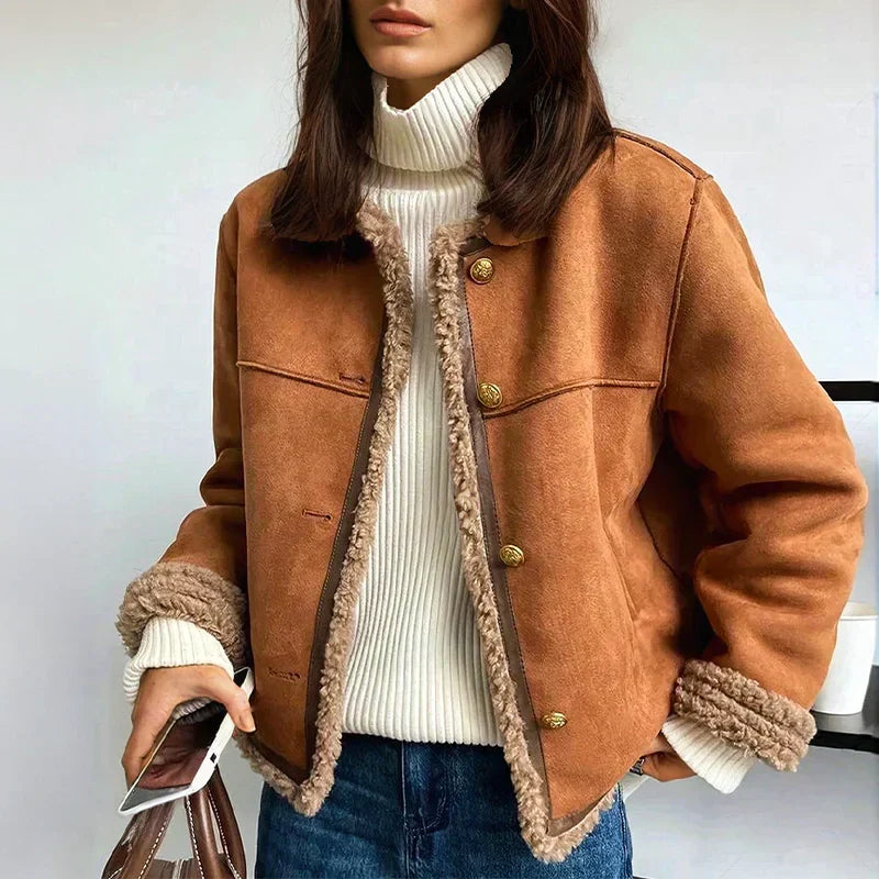 Rosália - Faux Fur Coat with Buttons