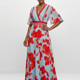 Florence | Maxi dress with flowers and V-neck