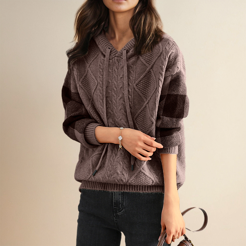 Emily | Hooded Cable Knit Jumper